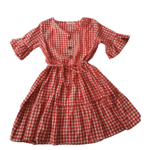 Robe à Carreaux Rouges Blancs