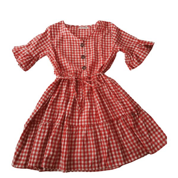 Robe à Carreaux Rouges Blancs