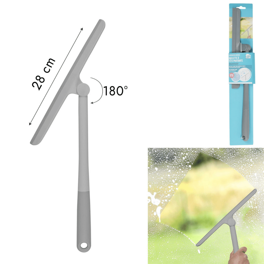 Tête De Raclette à Vitre Plastique 27 Cm - Embout Universel Anthracite - Légère Et Efficace Pour Fenêtres, Miroirs, Pare-brise