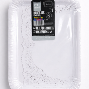 Lot de plateaux en dentelle blanche